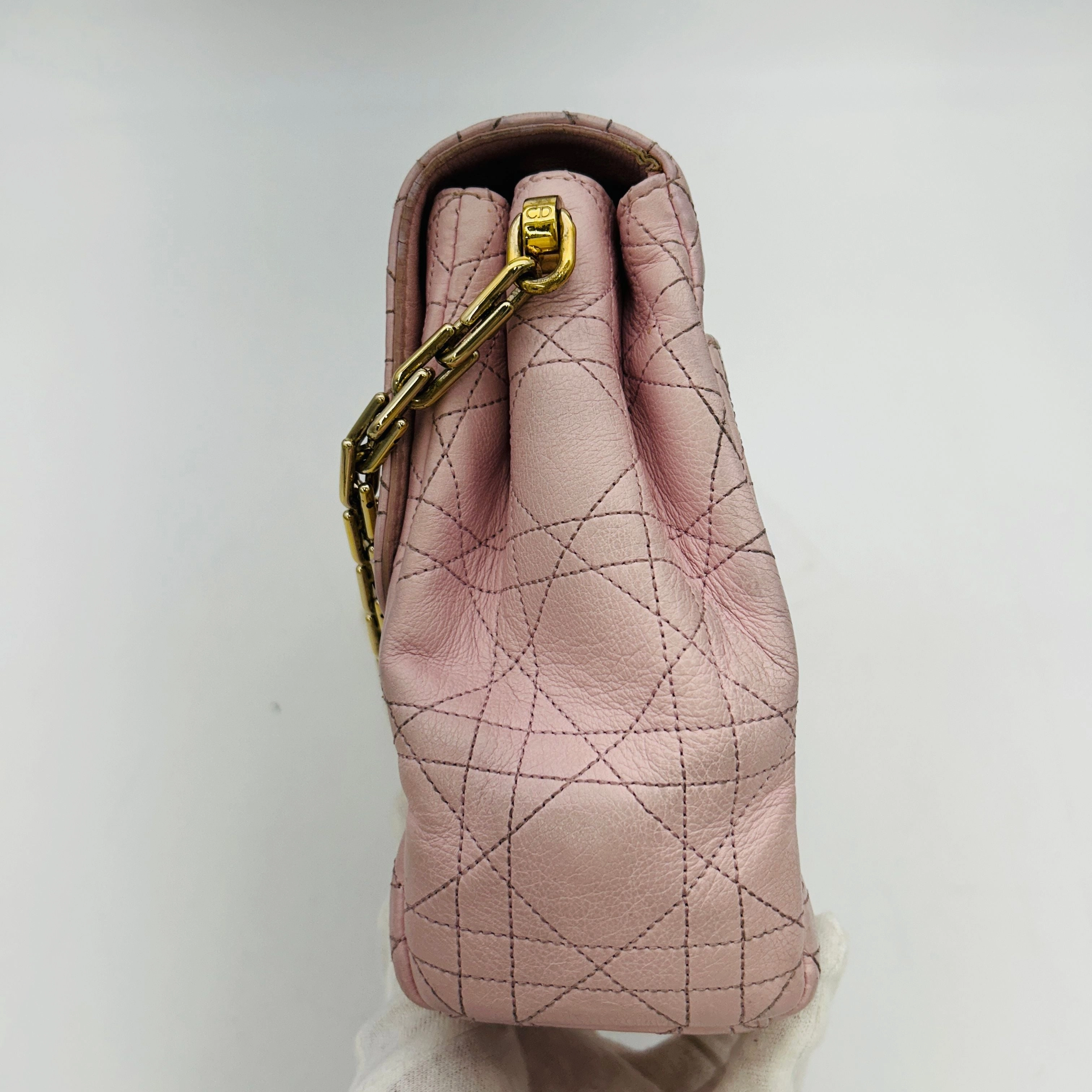 Christian Dior Diorling Flap Shoulder Bag Shoulder bag in Calfskin, Light Gold Hardware  LA24534