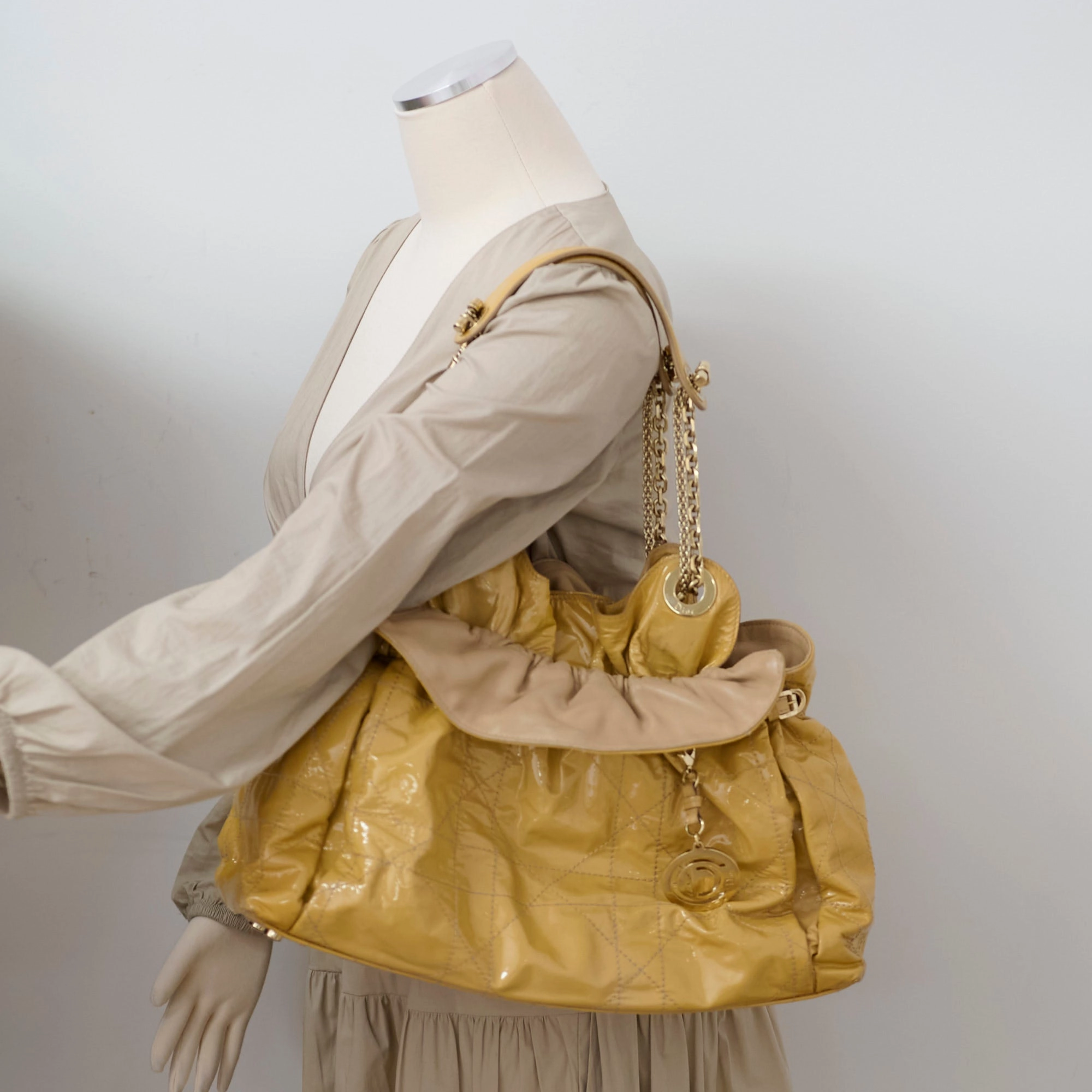 Christian Dior Le Trente Patent Shoulder Bag Beige