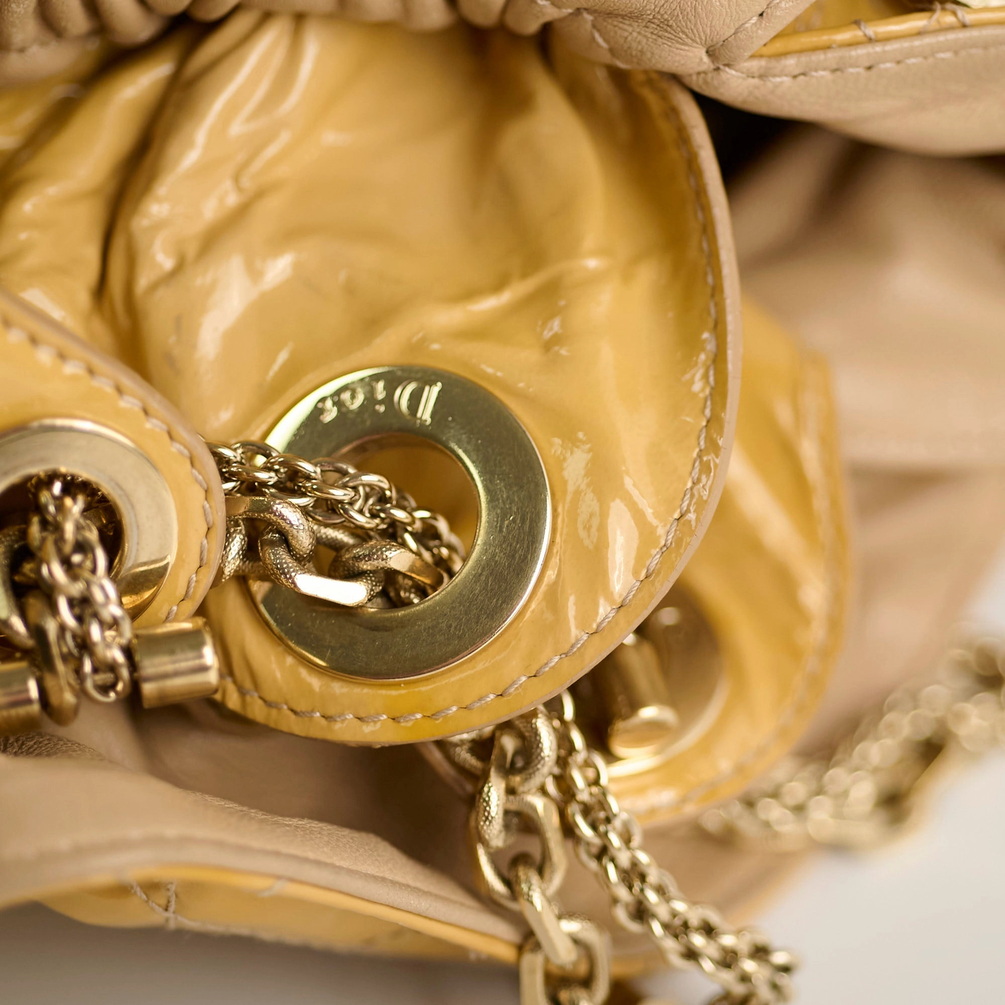 Christian Dior Le Trente Patent Shoulder Bag Beige