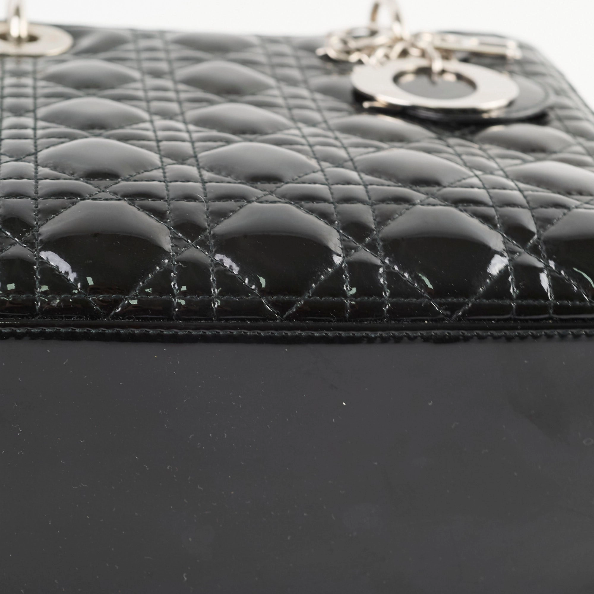 Christian Dior Medium Lady Dior Patent Black