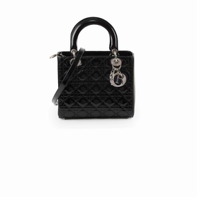 Christian Dior Medium Lady Dior Patent Black