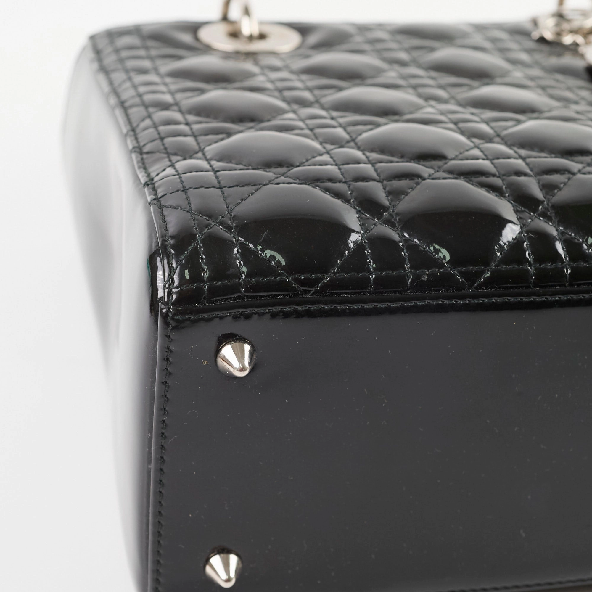 Christian Dior Medium Lady Dior Patent Black