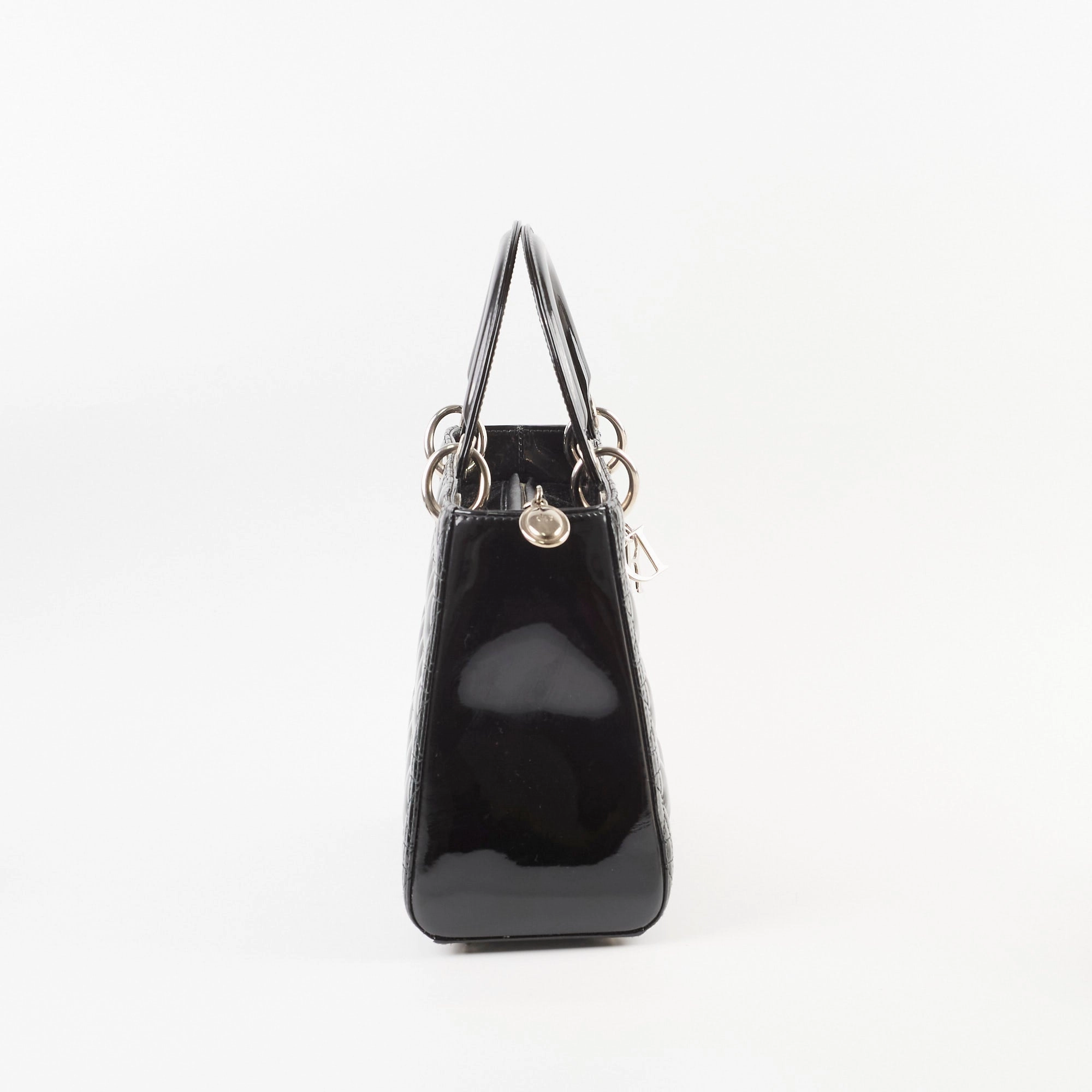 Christian Dior Medium Lady Dior Patent Black