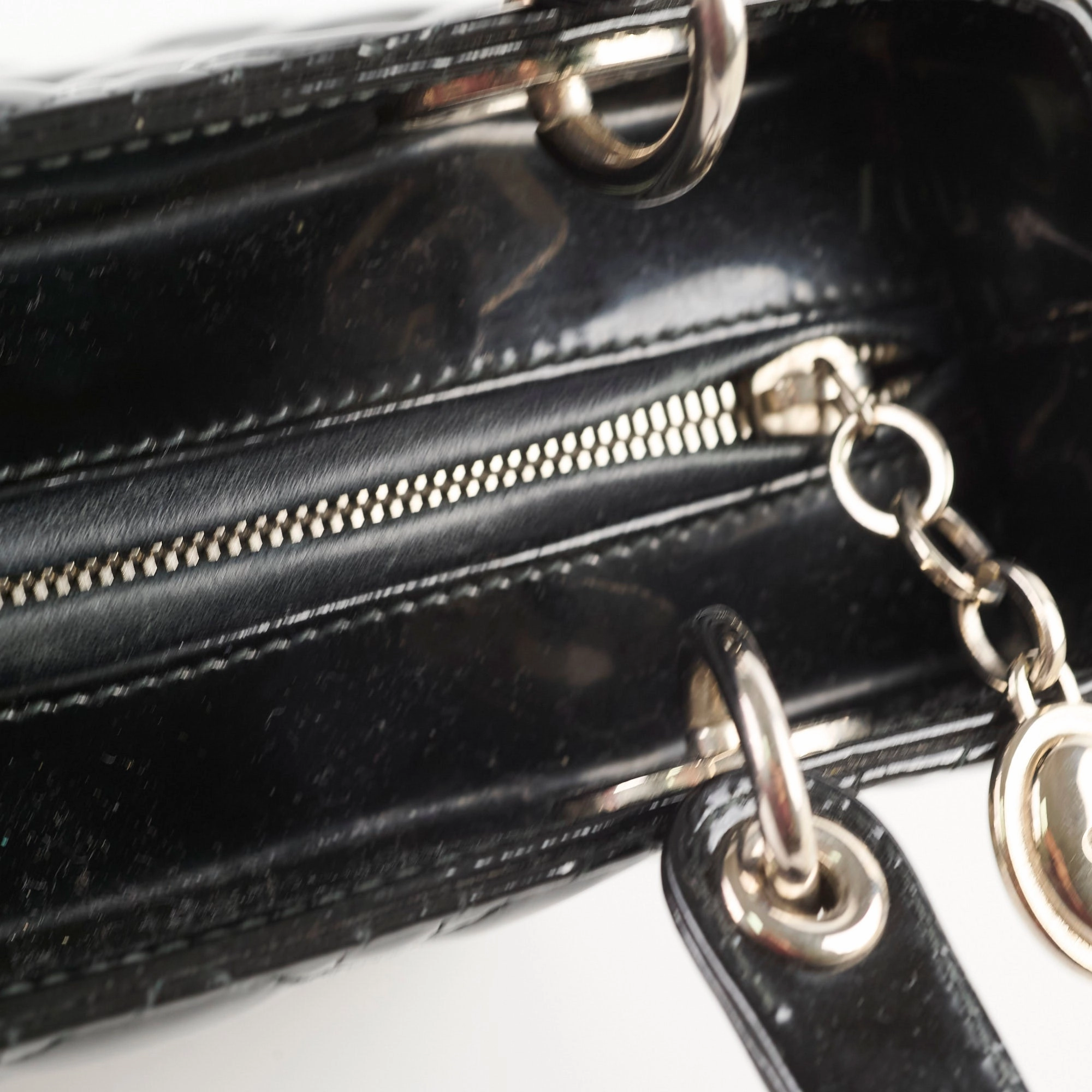 Christian Dior Medium Lady Dior Patent Black