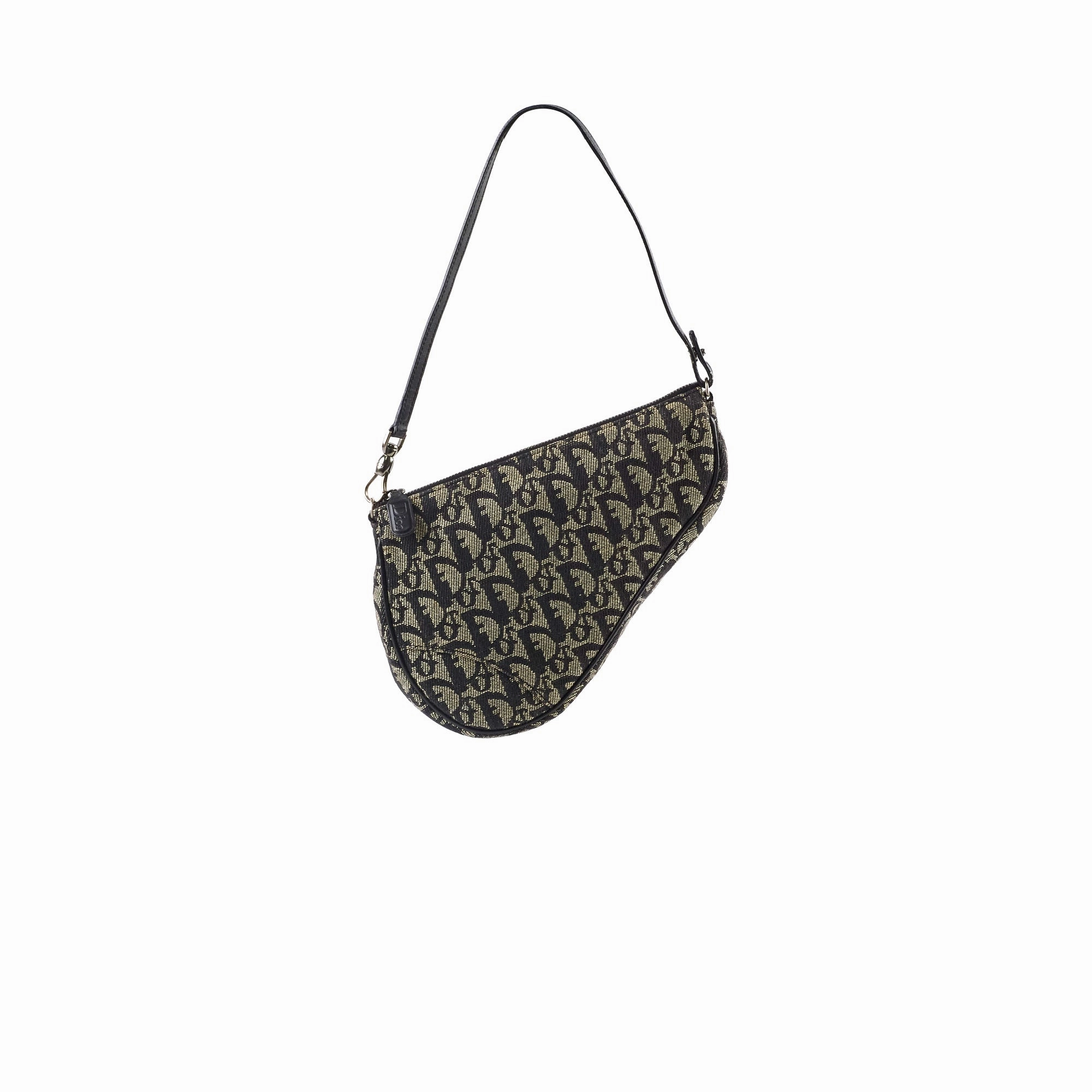 Christian Dior Vintage Oblique Mini Saddle Bag Black