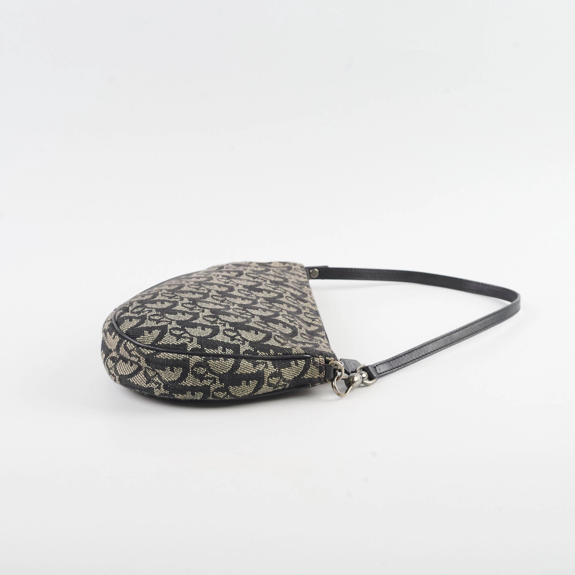 Christian Dior Vintage Oblique Mini Saddle Bag Black