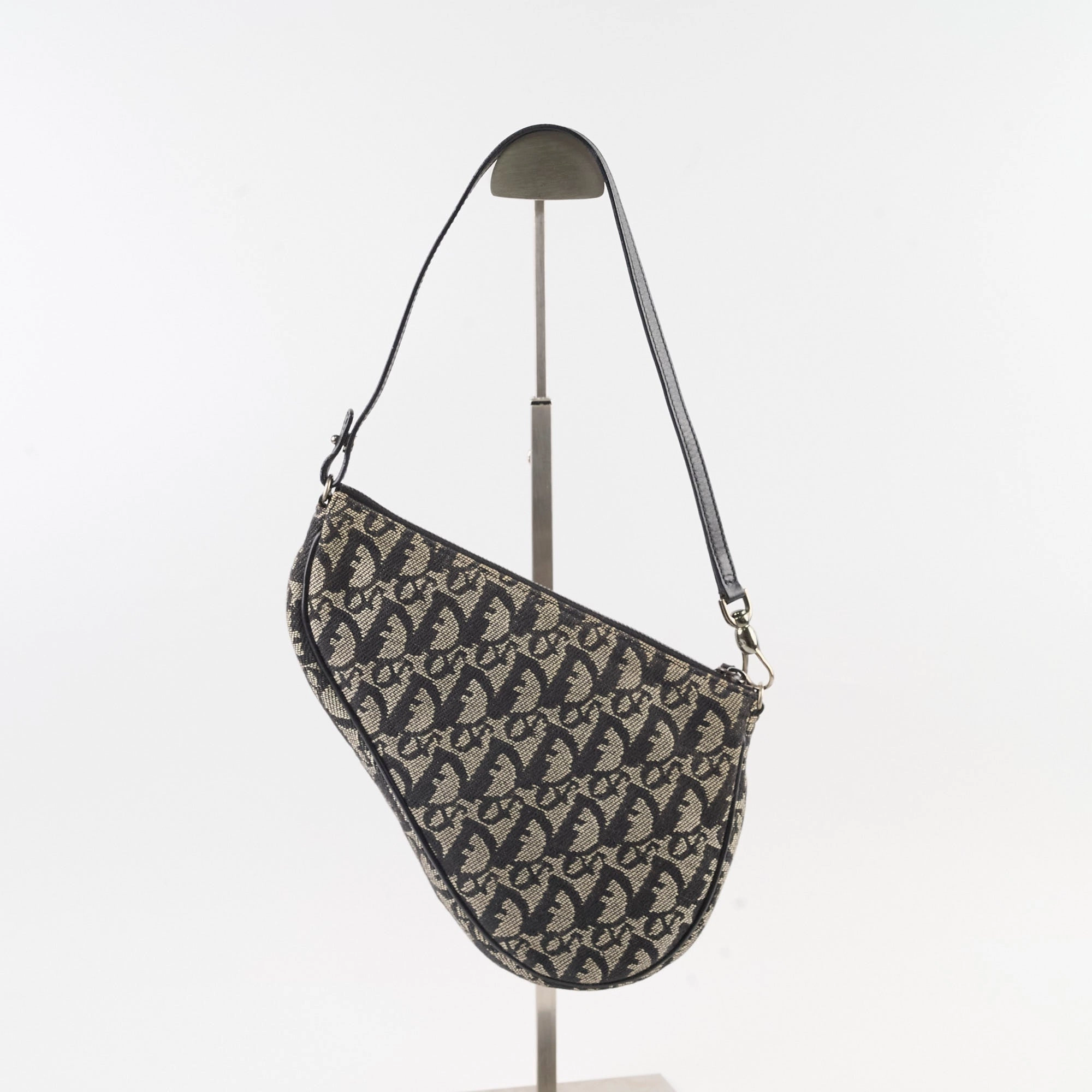 Christian Dior Vintage Oblique Mini Saddle Bag Black