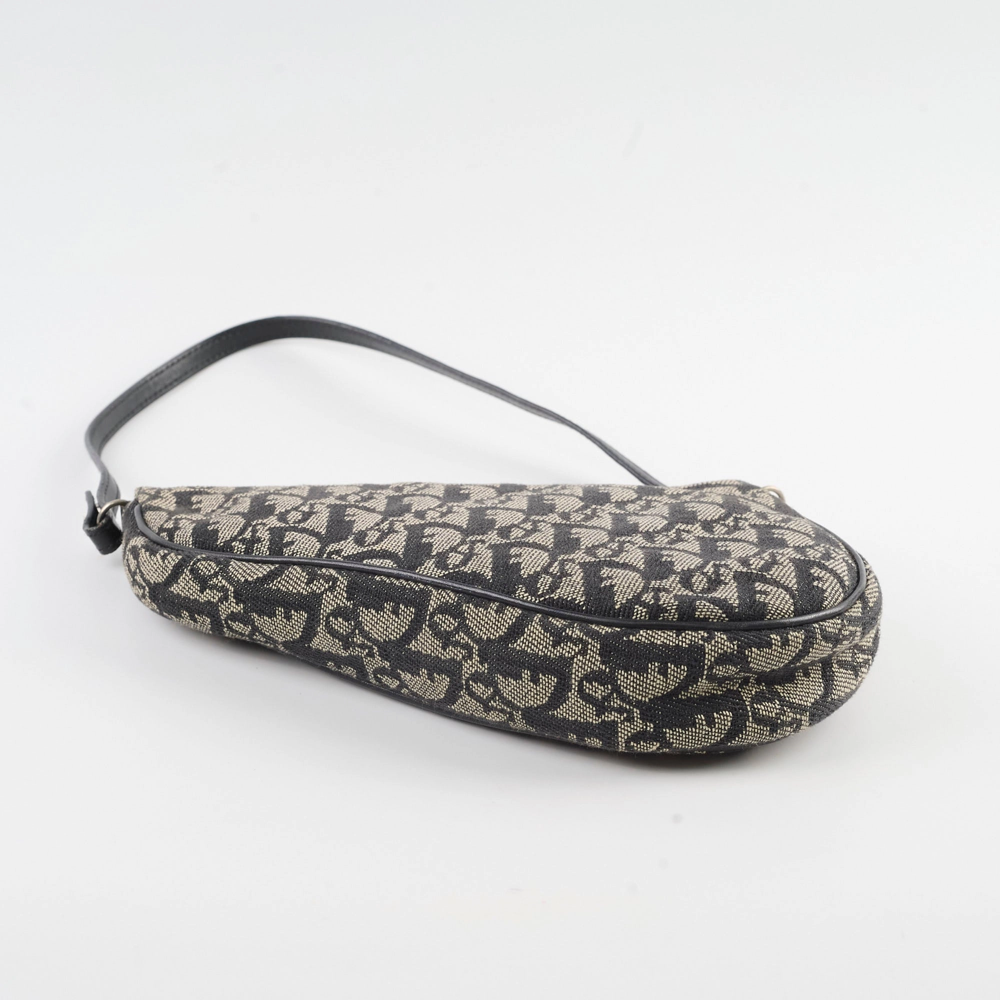 Christian Dior Vintage Oblique Mini Saddle Bag Black