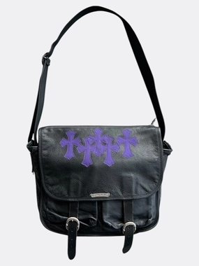 Chrome Hearts Black & Purple Cross Patch Gunslinger Messenger Bag