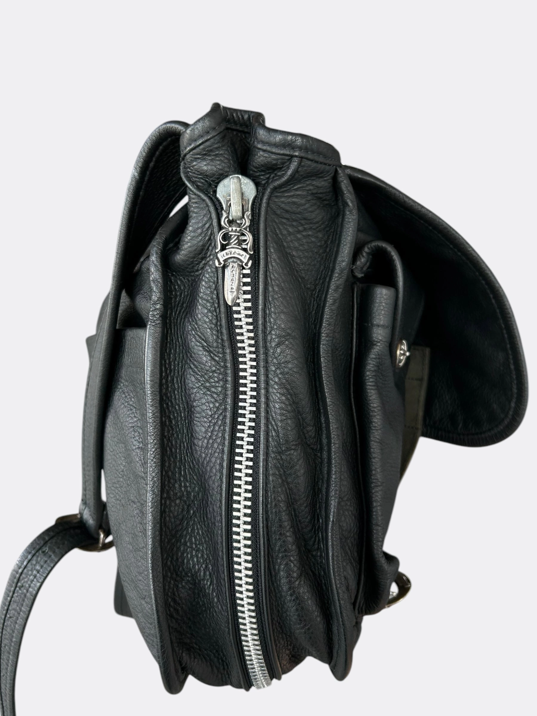 Chrome Hearts Black & Purple Cross Patch Gunslinger Messenger Bag