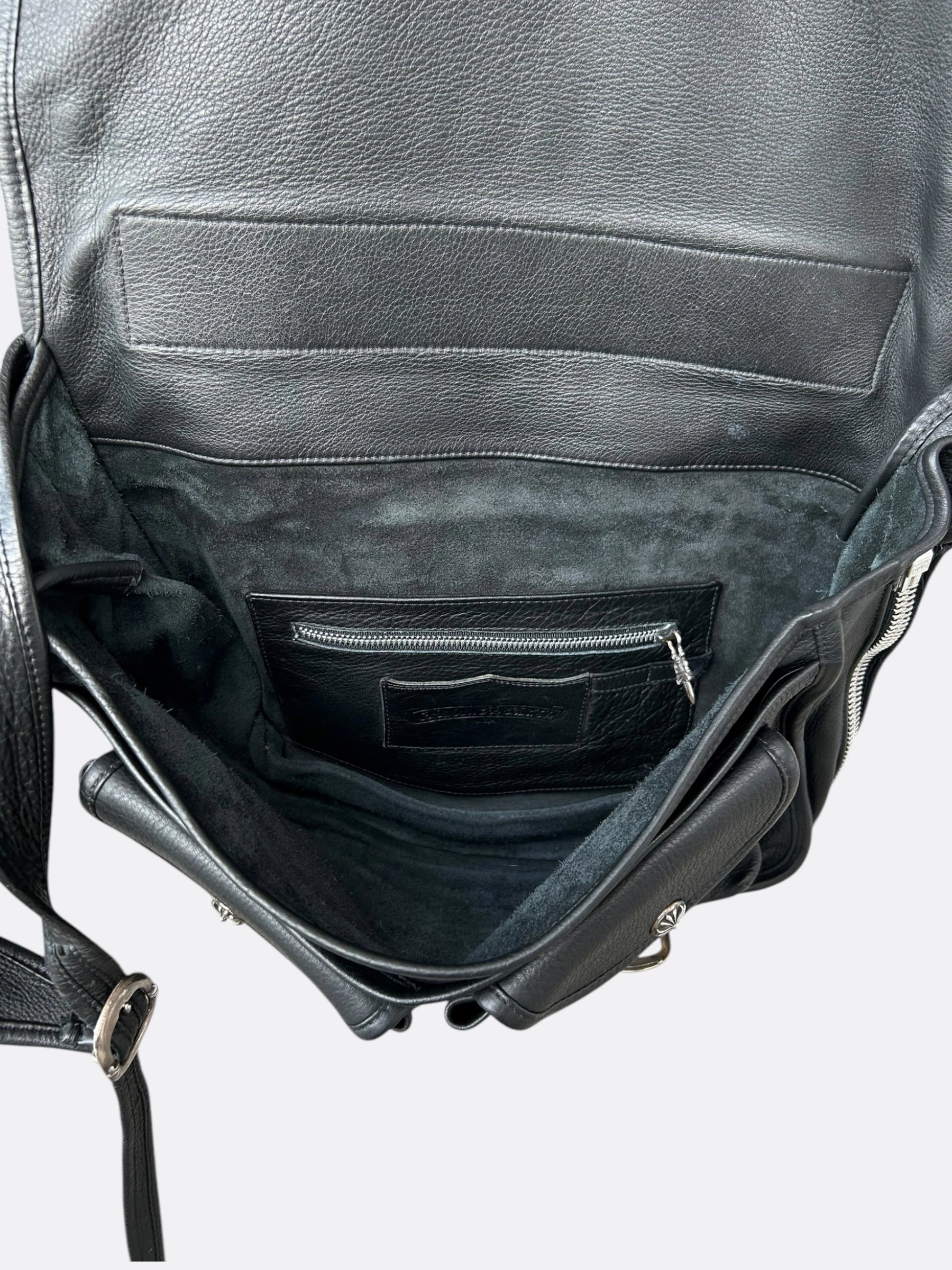 Chrome Hearts Black & Purple Cross Patch Gunslinger Messenger Bag