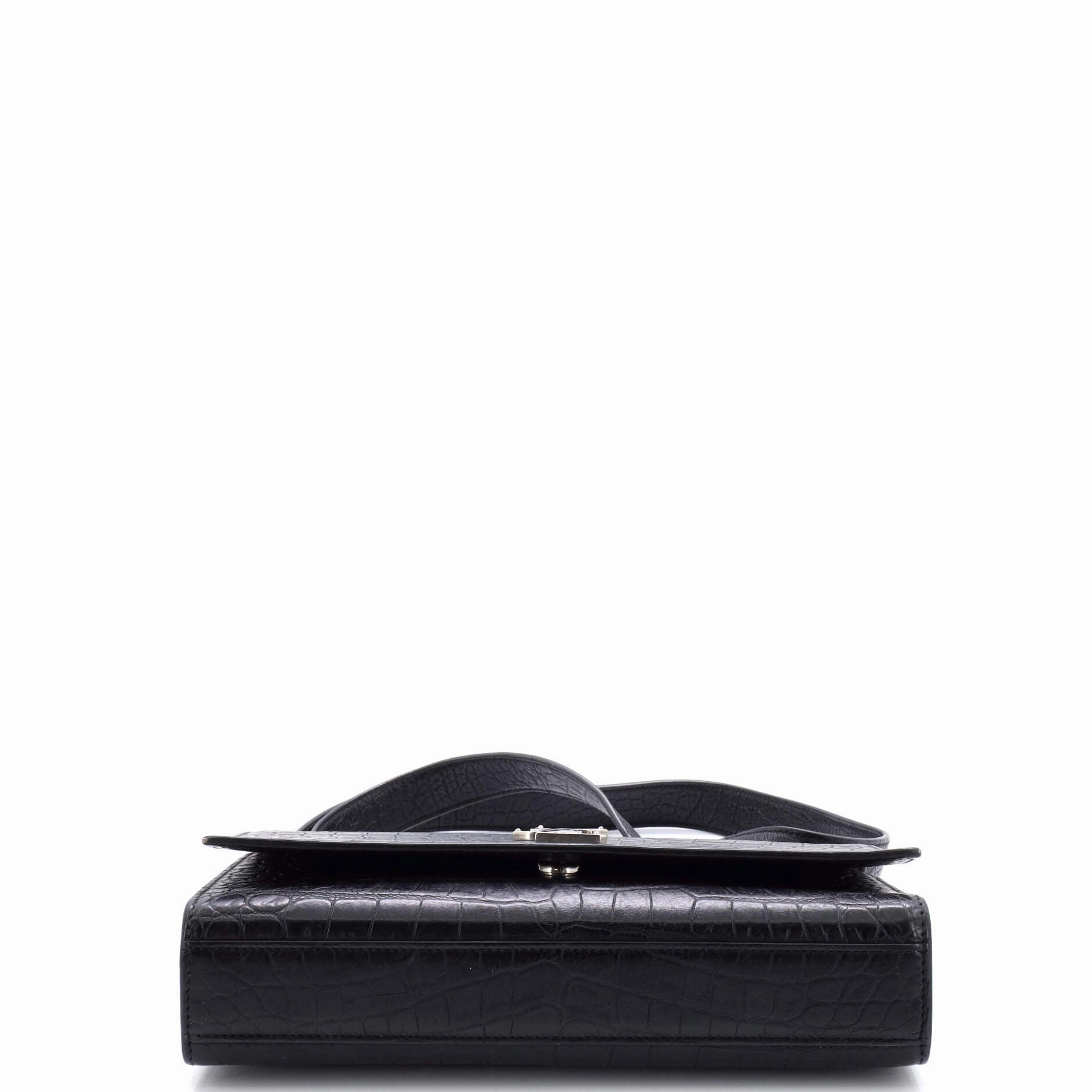 Classic Monogram Shoulder Bag Crocodile Embossed Leather