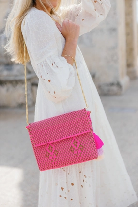 Clutch - Neon Pink Blooms Citron