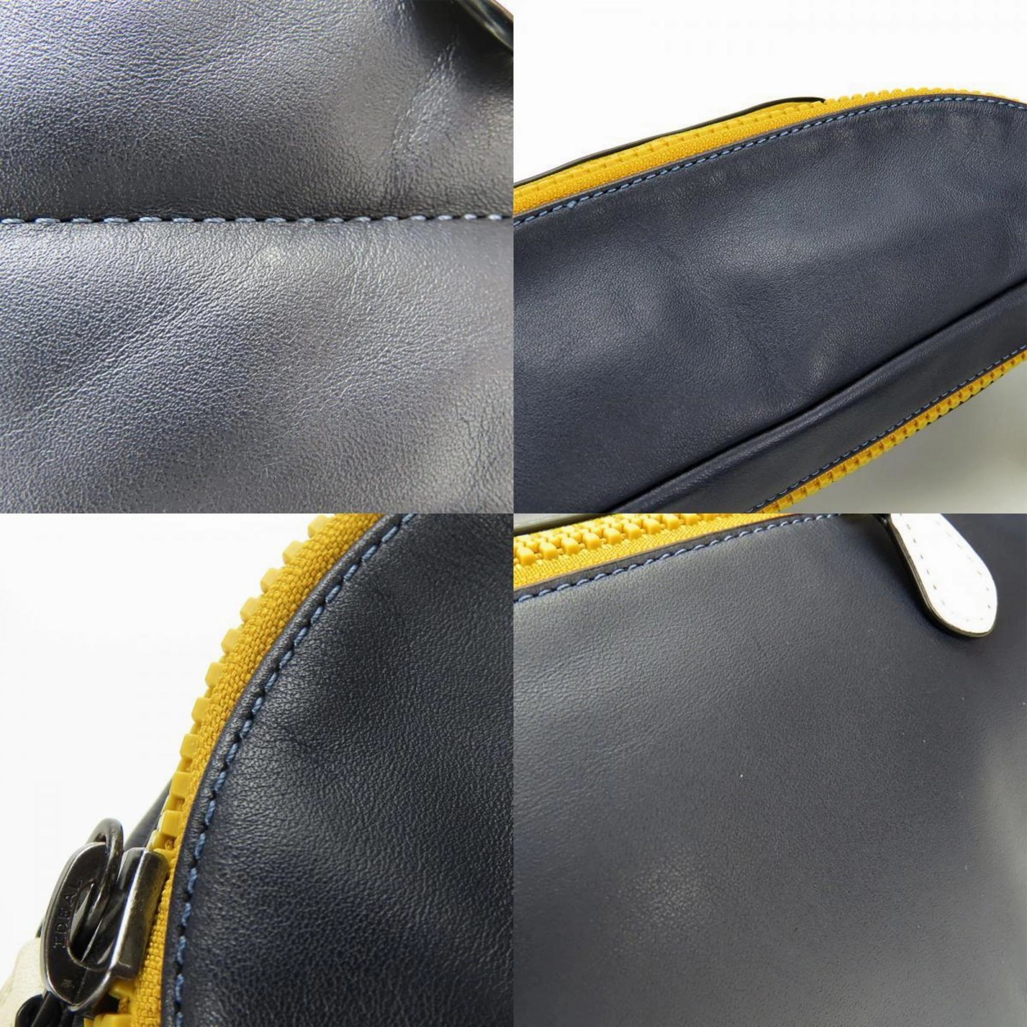 Coach Navy Leather Fanny Pack Sling Bag (Pre-Owned)