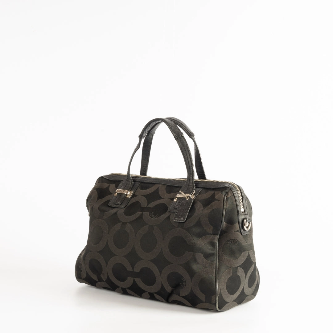 Coach Taylor Op Art Black Canvas Satchel