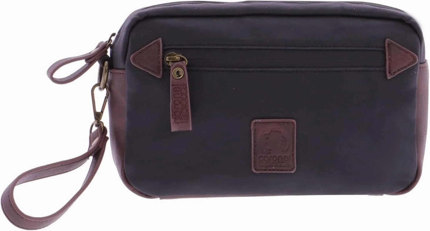 Colonel Tapiocca Men's Wash Bag Black with Logo Engraved on Label Abel
