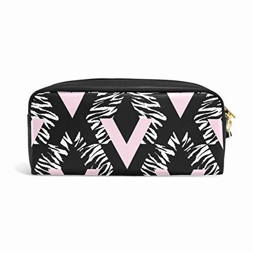 Colourlife Repeating Ink Brush Strokes Pu Leather Pencil Case Holder Pouch Makeup Bags For Boys