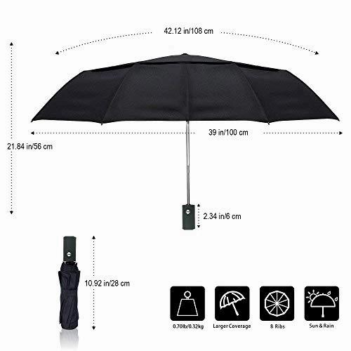 Compact Folding Travel Umbrella Windproof Waterproof,Winter,Auto Open Close Umbrella 42 Inch,Icy
