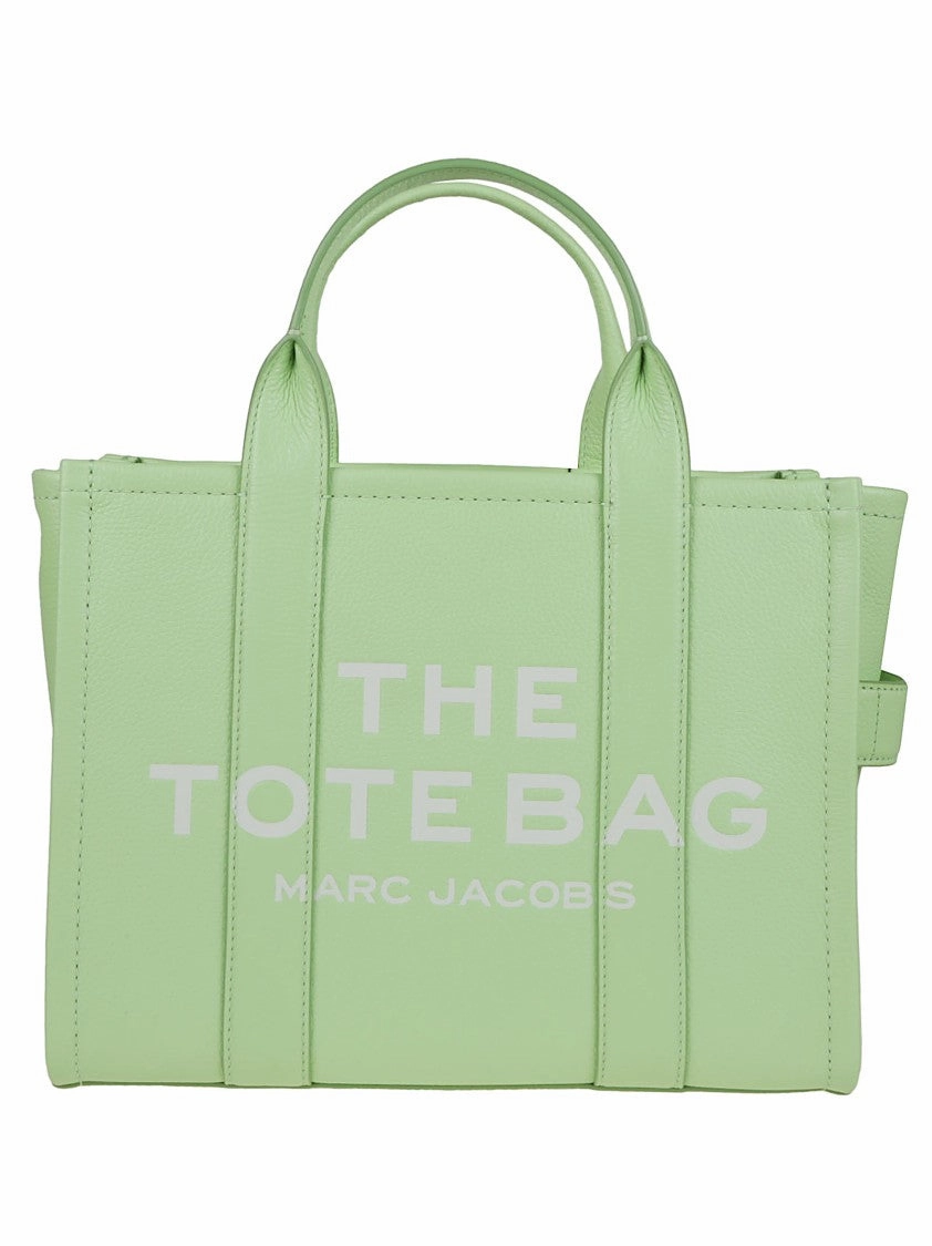 Compact Grainy Leather Tote With Engraved Logo