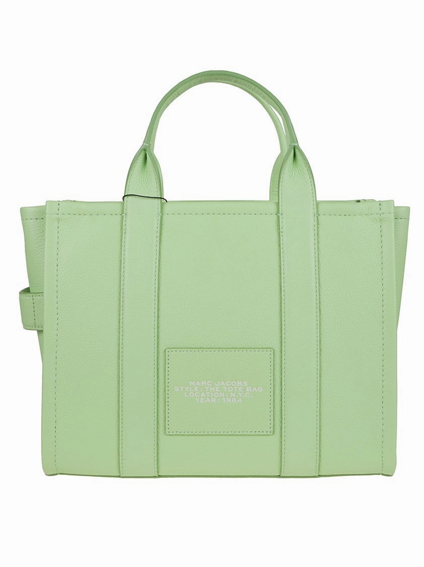 Compact Grainy Leather Tote With Engraved Logo