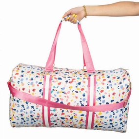 Confetti Print Travel Weekender Duffle Bag In White