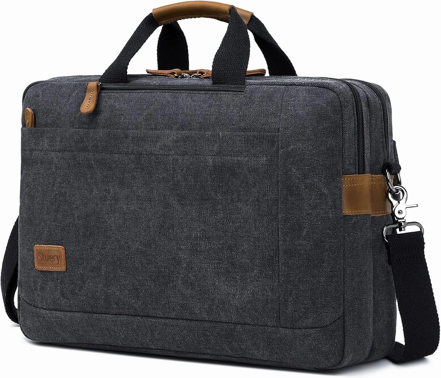 Convertible Backpack for Men 16 17-17.3 Inches Mens Laptop Bag - 3 in1 Computer Handbags Work Bag, Premium Canvas Messenger Bag Crossbody Bag Mens Laptop Backpack | Black
