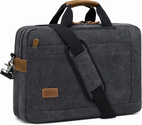 Convertible Backpack for Men 16 17-17.3 Inches Mens Laptop Bag - 3 in1 Computer Handbags Work Bag, Premium Canvas Messenger Bag Crossbody Bag Mens Laptop Backpack | Black