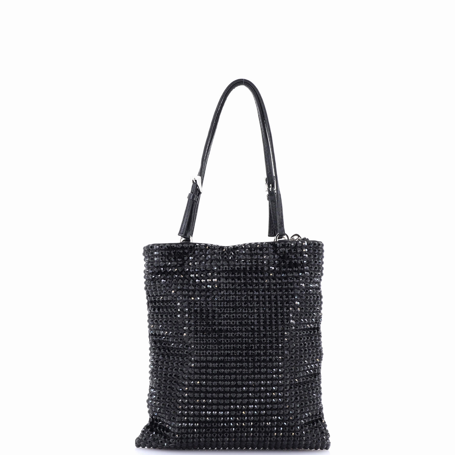 Convertible Open Tote Crystal Embellished Satin Mini