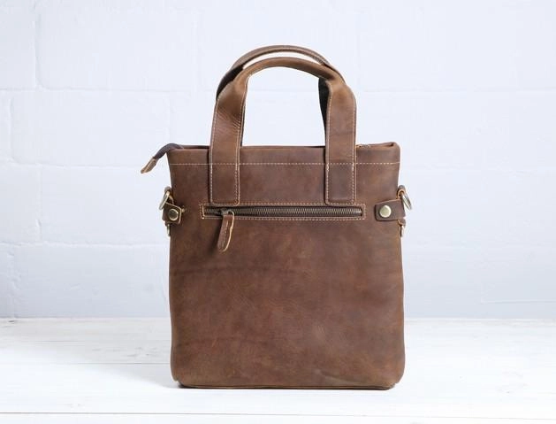 Cool Coffee Leather Mens Briefcases Work Bag Laptop Bag Business Bag for Men
