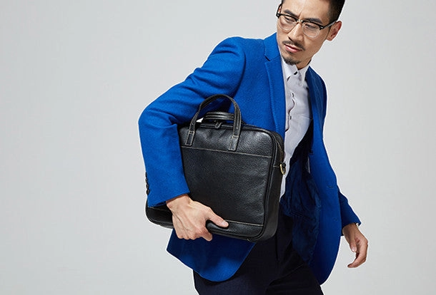 Cool Leather mens Briefcase Vintage Business Briefcase laptop Briefcases for Men