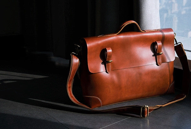 Cool leather mens Briefcases business Briefcase Shoulder Bag Laptop Briefcase