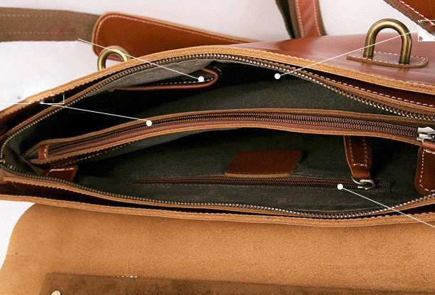 Cool leather mens Briefcases business Briefcase Shoulder Bag Laptop Briefcase