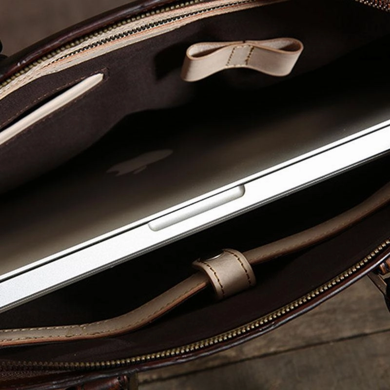 Cool Leather Mens Briefcases Work Bag Business Bags Laptop Bag for men
