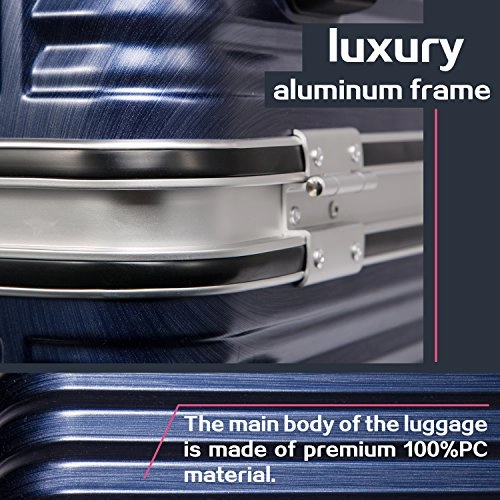 Coolife Luggage Aluminium Frame Suitcase with TSA Lock 100% PC (20in)