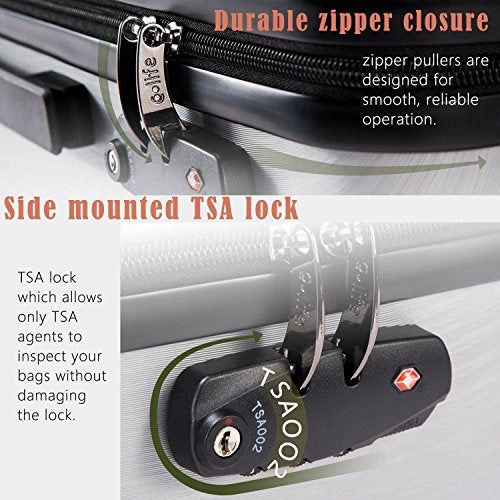 Coolife Luggage Expandable(only 28") Suitcase PC ABS with TSA Lock Spinner 20in 24in 28in (orange, M(24IN))