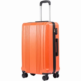 Coolife Luggage Expandable(only 28") Suitcase PC ABS with TSA Lock Spinner 20in 24in 28in (orange, M(24IN))