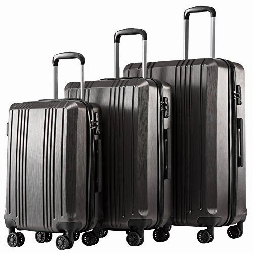 Coolife Luggage Expandable Suitcase PC ABS 3 Piece Set with TSA Lock Spinner 20in24in28in