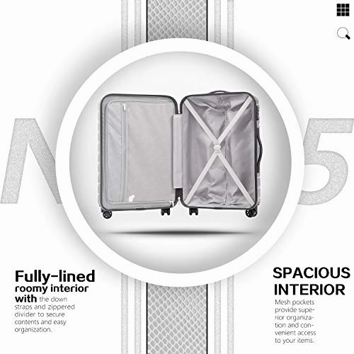 COOLIFE Luggage Expandable Suitcase PC ABS 3 Piece Set with TSA Lock Spinner Carry on new fashion design (sliver, 3 piece set)