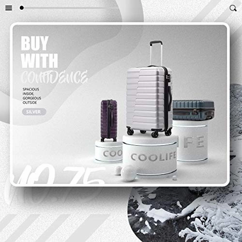 COOLIFE Luggage Expandable Suitcase PC ABS 3 Piece Set with TSA Lock Spinner Carry on new fashion design (sliver, 3 piece set)