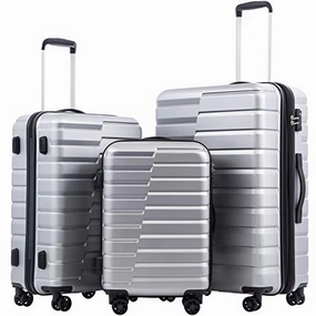 COOLIFE Luggage Expandable Suitcase PC ABS 3 Piece Set with TSA Lock Spinner Carry on new fashion design (sliver, 3 piece set)