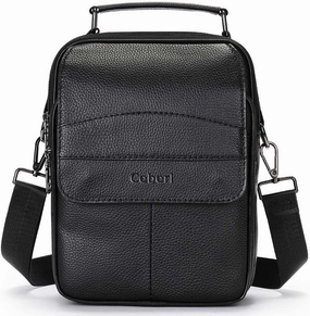 Cowhide Leather Messenger Bag For Men Travel Shoulder Crossbody Bag Waterproof Casual Sling Business Handbag