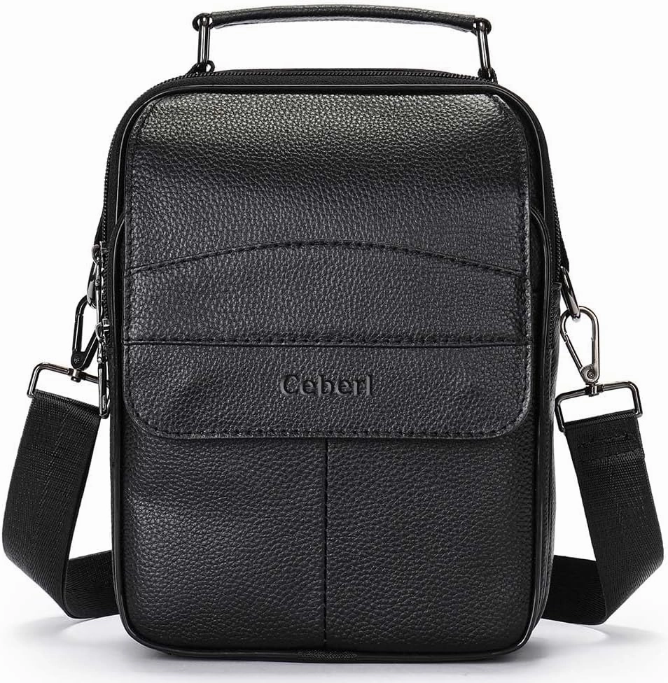 Cowhide Leather Messenger Bag For Men Travel Shoulder Crossbody Bag Waterproof Casual Sling Business Handbag
