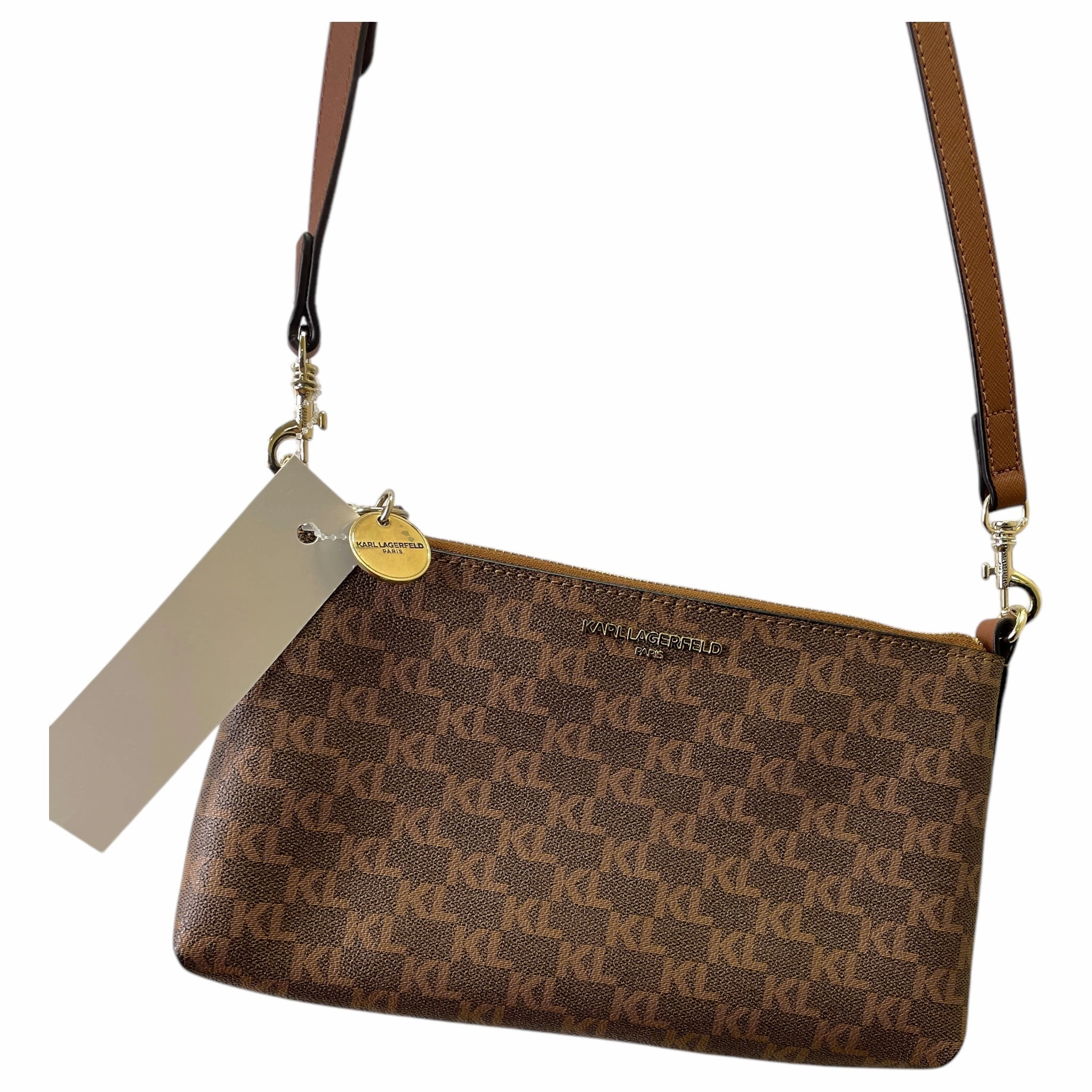 Crossbody Designer By Karl Lagerfeld In Brown, Size:Medium