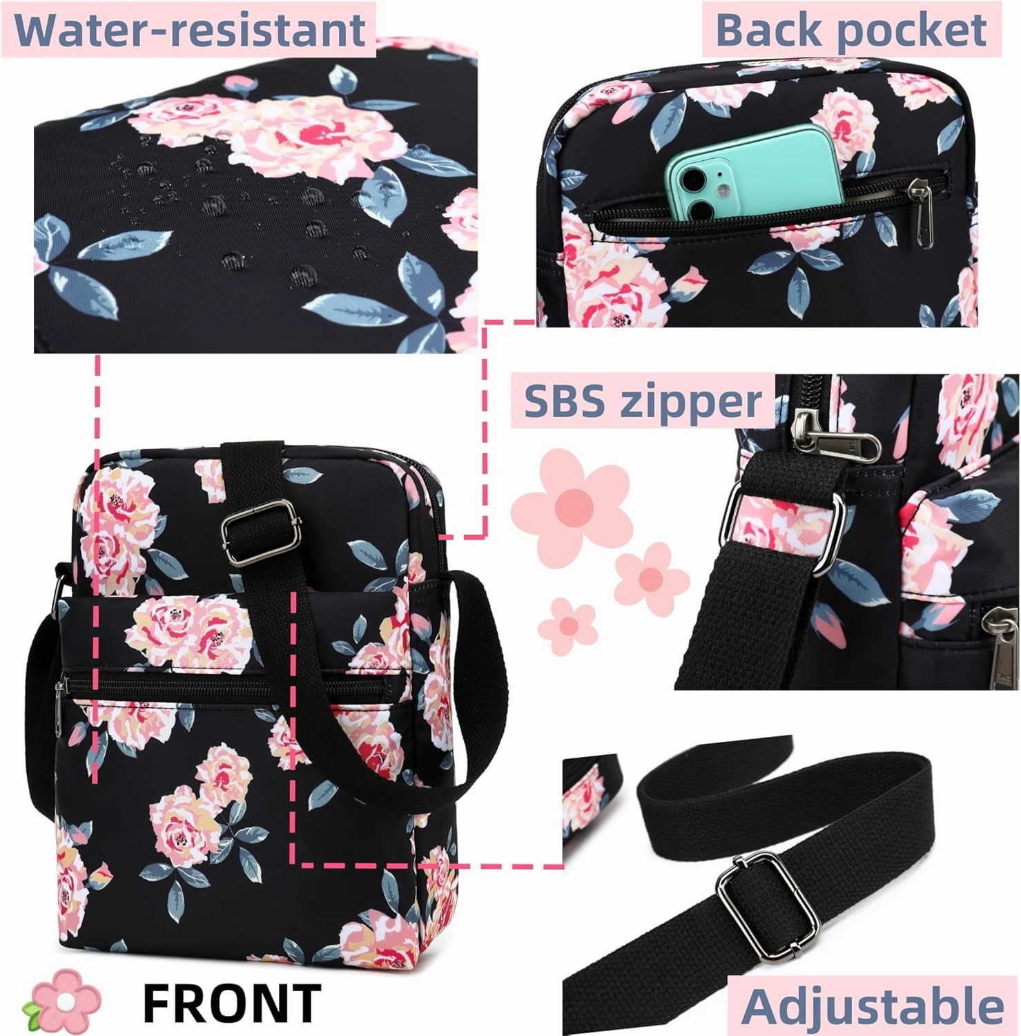 Cute Crossbody Bag and Purse Casual Canvas Shoulder Bag for Women