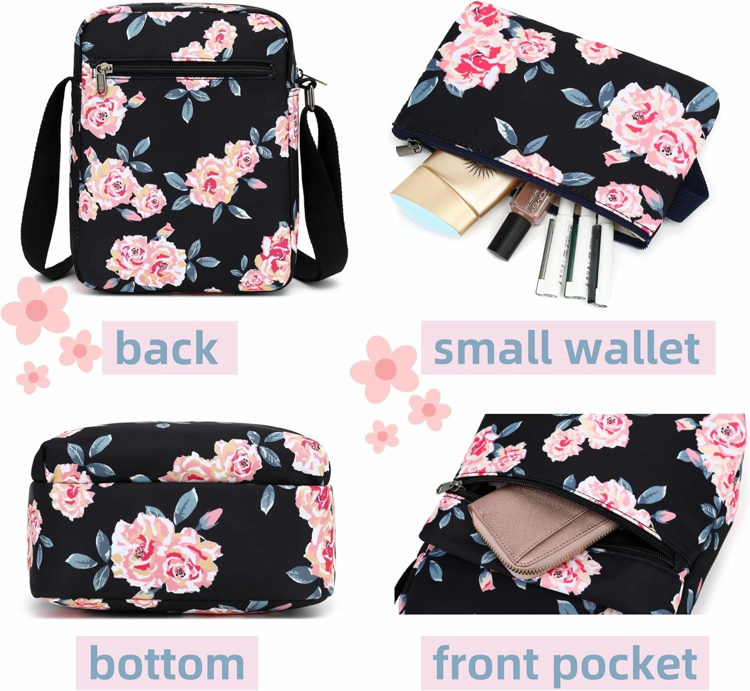 Cute Crossbody Bag and Purse Casual Canvas Shoulder Bag for Women