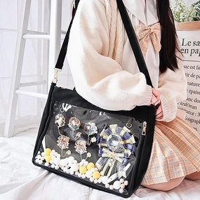Cute Ita Bag Multi-Purpose Crossbody Bag Messenger Bag Shoulder Tote Bag Purse Kawaii Anime Pin Display Bag for Cosplay