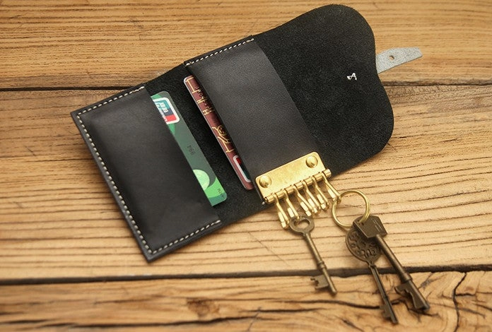 Cute LEATHER Womens Small Card Key Wallet Leather Key Wallet FOR Women