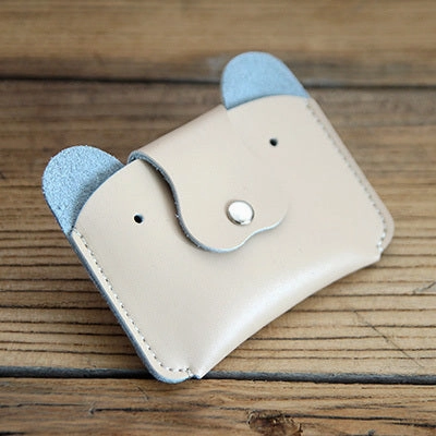 Cute LEATHER Womens Small Dog Change Wallet Leather Card Wallet FOR Women