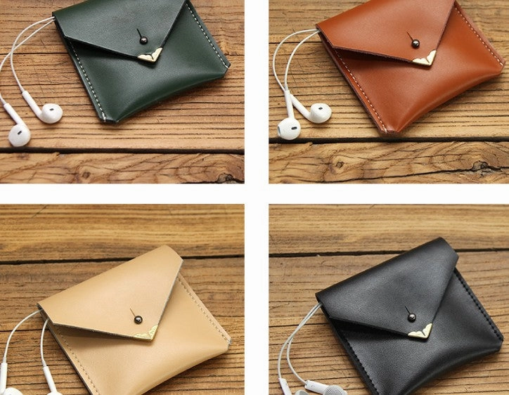 Cute LEATHER Womens Small Envelope Change Wallet Leather Card Wallet FOR Women