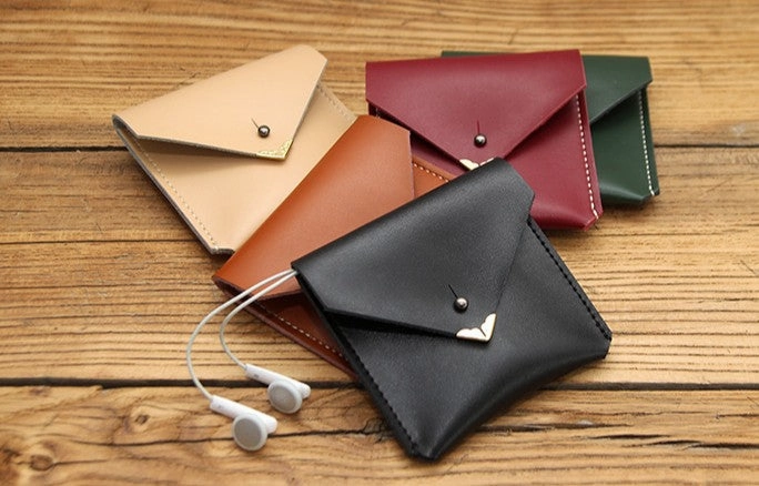 Cute LEATHER Womens Small Envelope Change Wallet Leather Card Wallet FOR Women